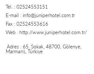 Juniper Otel iletiim bilgileri